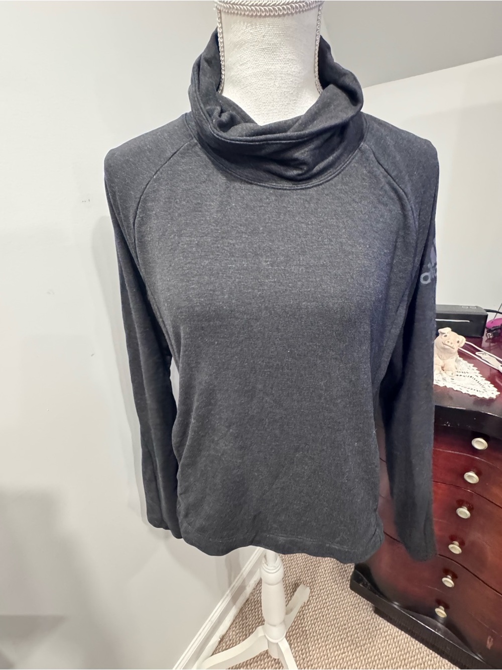 adidas Dark Gray Cowl Neck Pullover Sweater